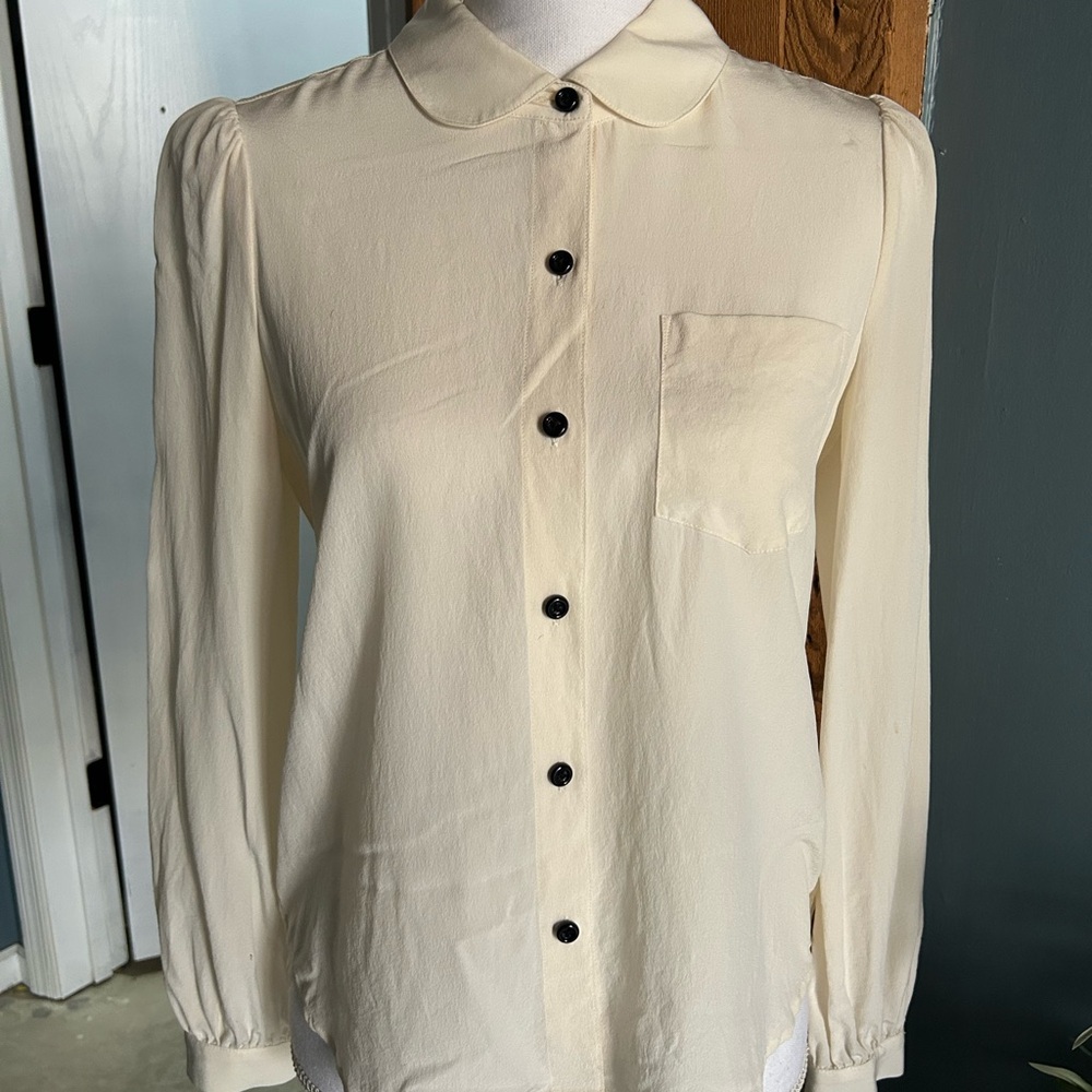 Kate Spade Cream Blouse with Dark Buttons